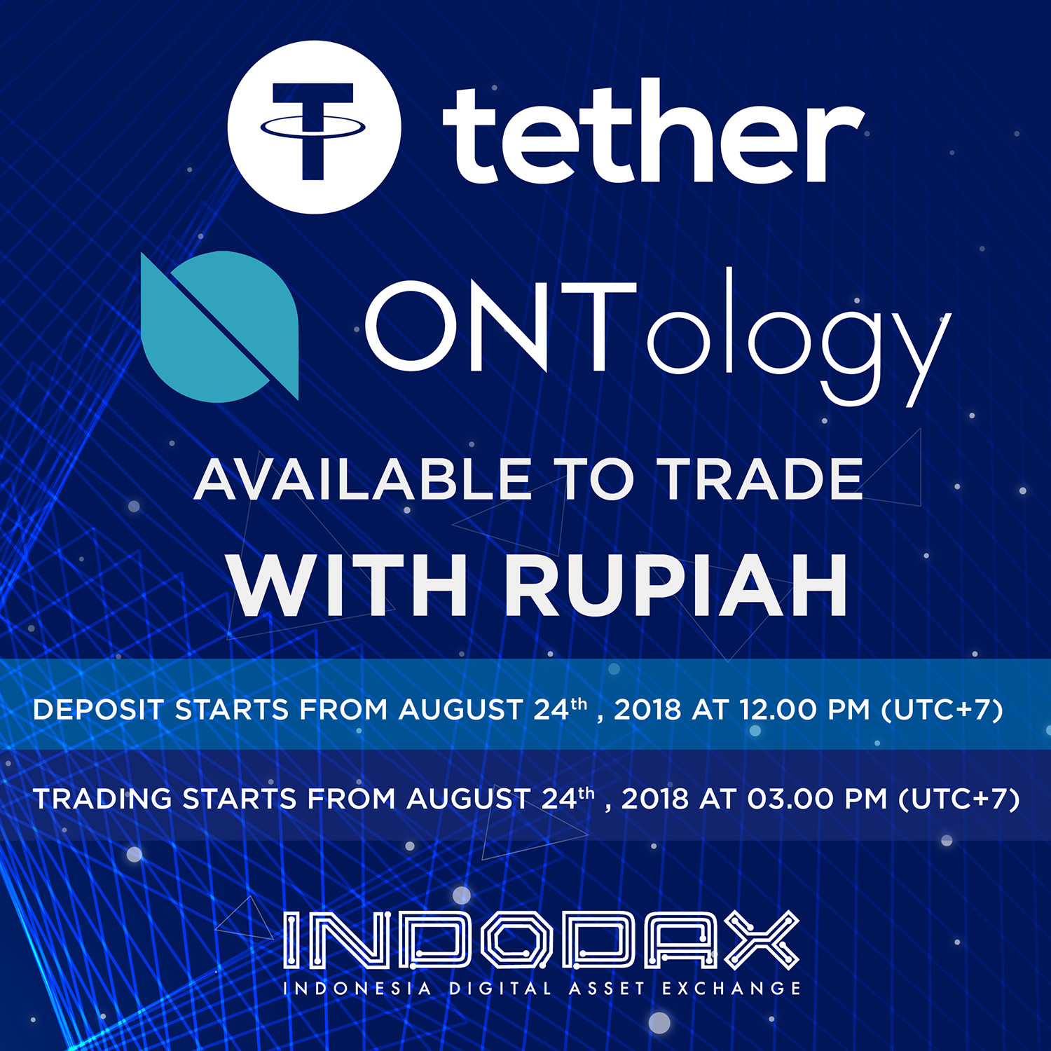 USDT dan ONT Tersedia di Indodax Mulai 24 Agustus 2018