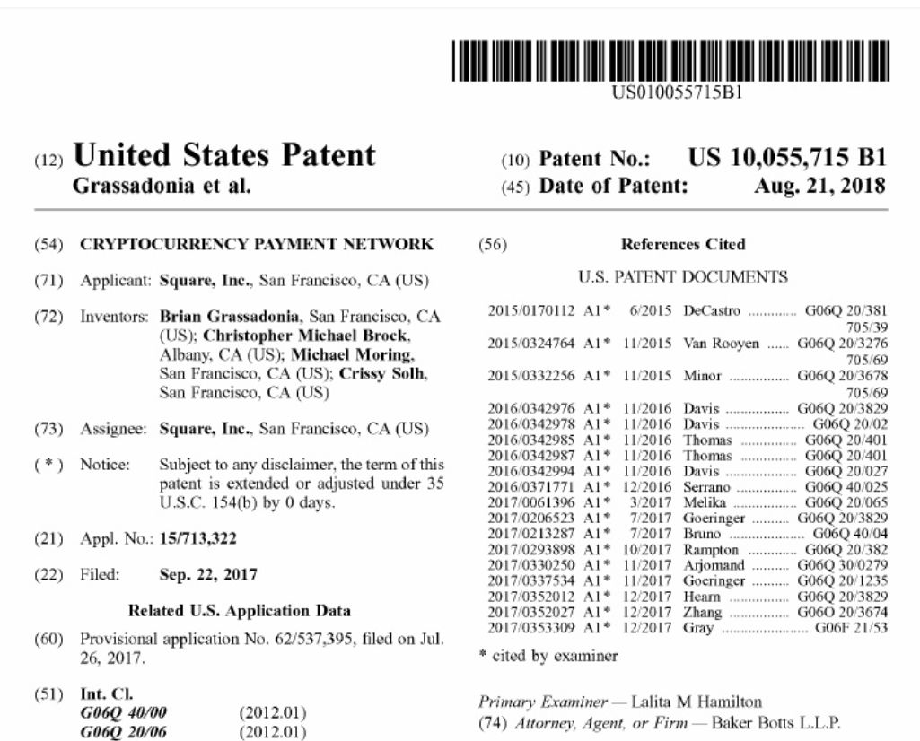 Square dapatkan hak paten untuk jaringan pembayaran crypto
