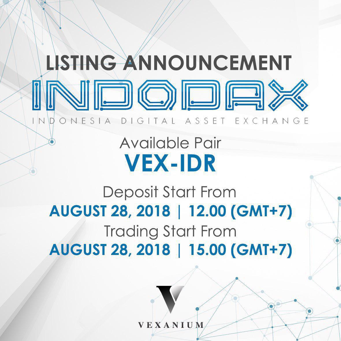 VEX/IDR Segera Tersedia di Indodax