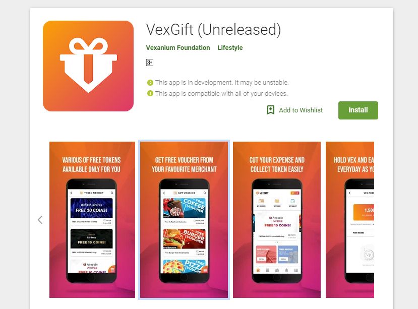 Aplikasi VexGift Beta sudah tersedia di Google Play