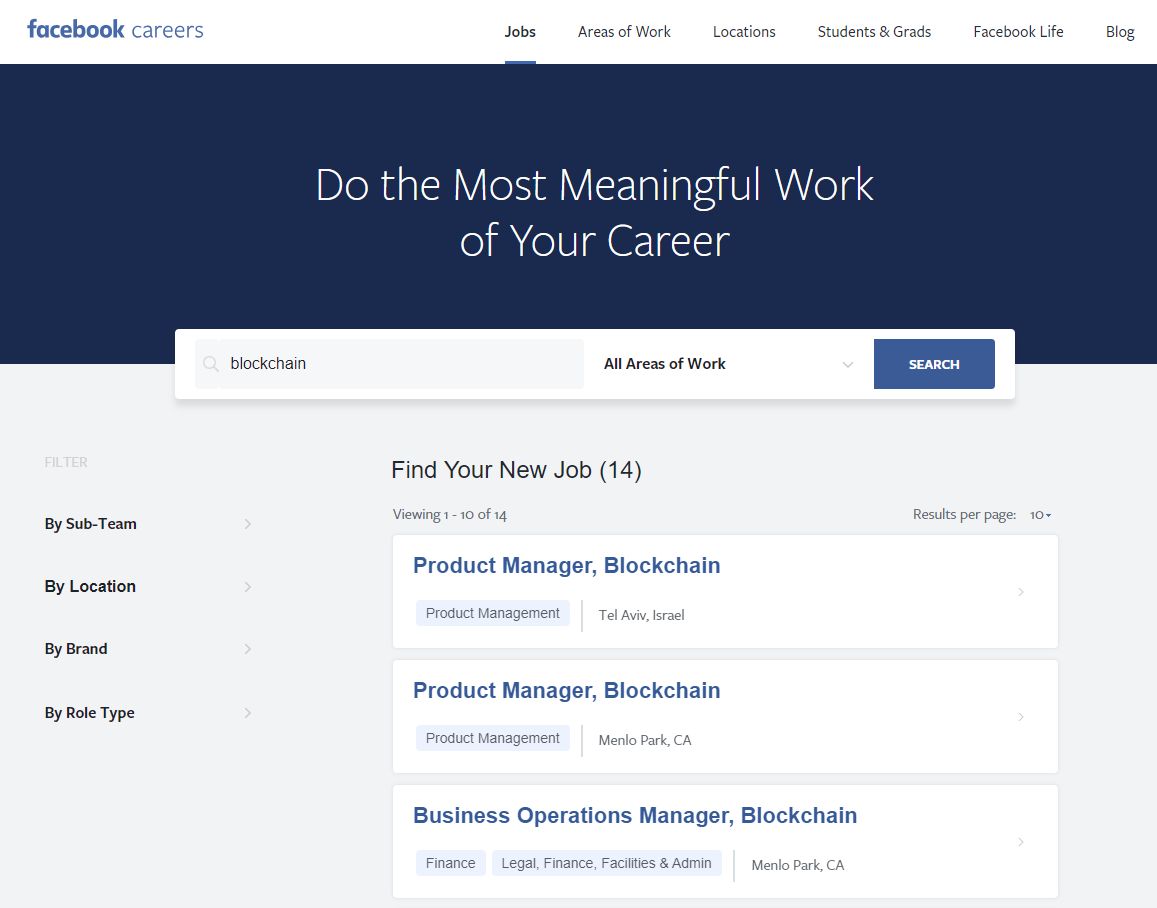 Lowongan Blockchain di Facebook