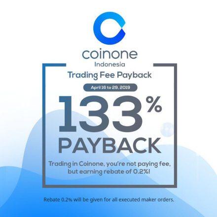 Coinone Indonesia Adakan Trading Fee Payback 133%